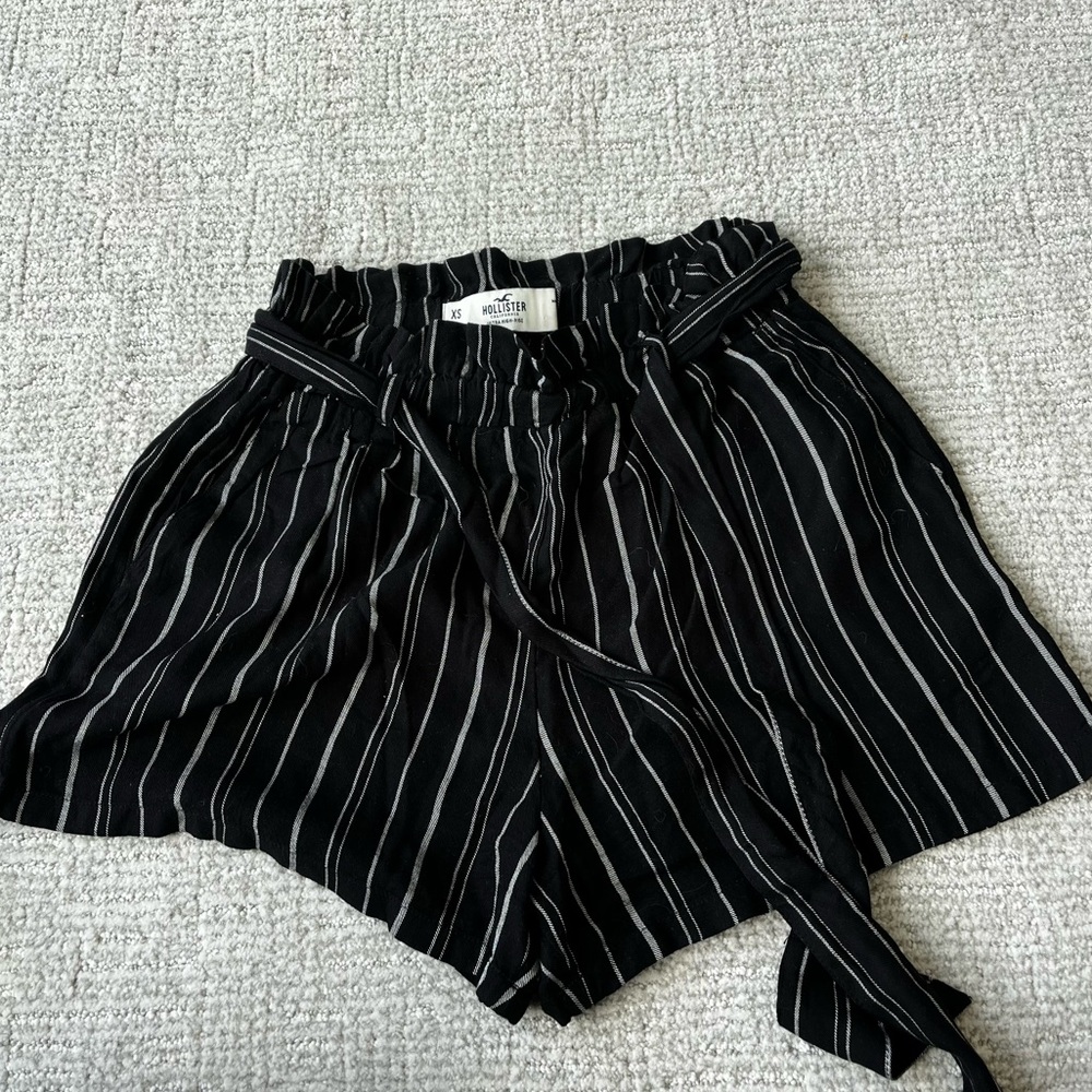 Hollister Black Shorts with White Stripes